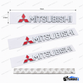 آرم نوشته MITSUBISHI صندوق عقب | لوگو میتسوبیشی نقرهای 14.5 سانتیمتری