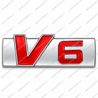 آرم V6 فلزی قرمز